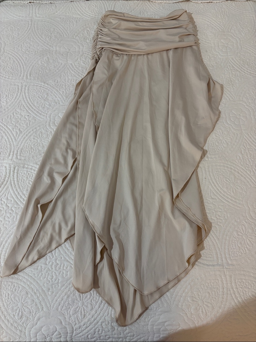 SHEIN Beige Asymmetrical Handkerchief-Hem Skirt